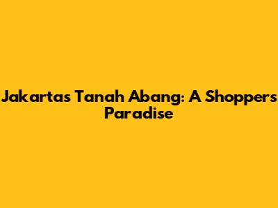 Jakarta's Tanah Abang: A Shopper's Paradise