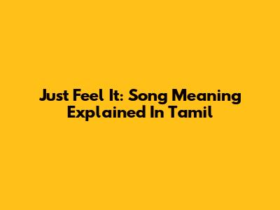 Just Feel It: Song Meaning Explained In Tamil