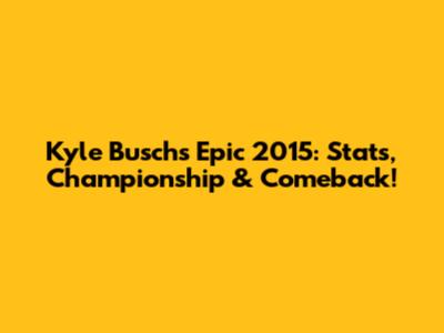 Kyle Busch's Epic 2015: Stats, Championship & Comeback!