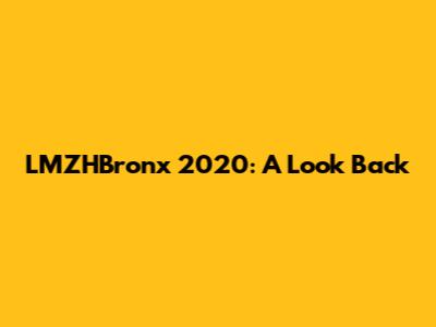 LMZHBronx 2020: A Look Back