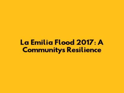 La Emilia Flood 2017: A Community's Resilience