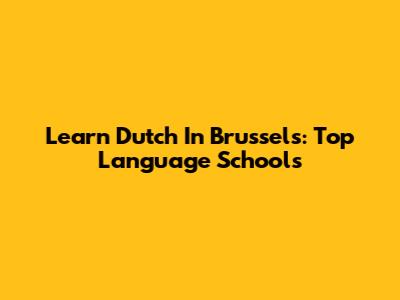 Learn Dutch In Brussels: Top Language Schools