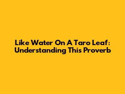 Like Water On A Taro Leaf: Understanding This Proverb