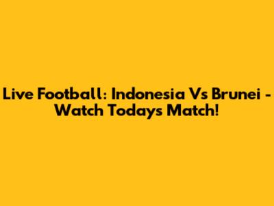 Live Football: Indonesia Vs Brunei - Watch Today's Match!