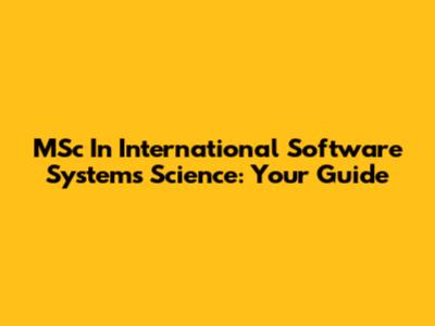 MSc In International Software Systems Science: Your Guide