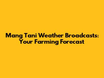 Mang Tani Weather Broadcasts: Your Farming Forecast