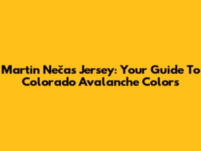 Martin Nečas Jersey: Your Guide To Colorado Avalanche Colors