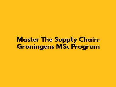 Master The Supply Chain: Groningen's MSc Program