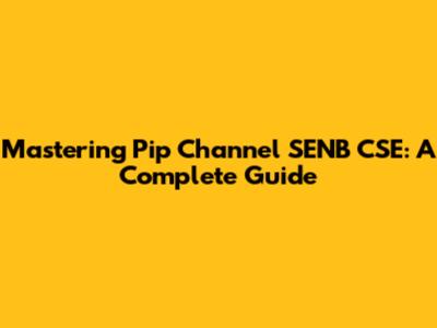 Mastering Pip Channel SENB CSE: A Complete Guide