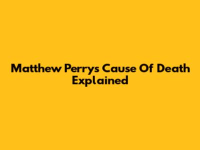 Matthew Perry's Cause Of Death Explained