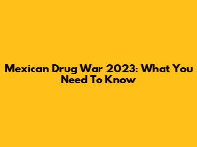Mexican Drug War 2023: What You Need To Know