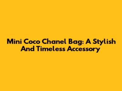 Mini Coco Chanel Bag: A Stylish And Timeless Accessory