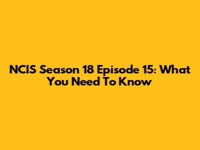 NCIS Season 18 Episode 15: What You Need To Know