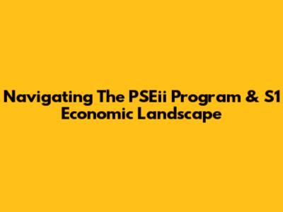 Navigating The PSEii Program & S1 Economic Landscape