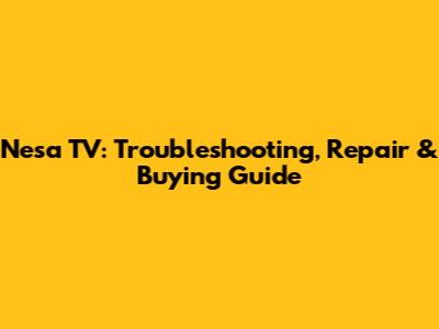 Nesa TV: Troubleshooting, Repair & Buying Guide