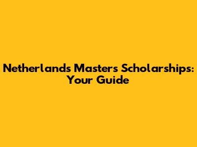Netherlands Master's Scholarships: Your Guide