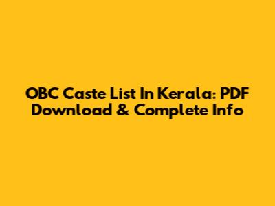 OBC Caste List In Kerala: PDF Download & Complete Info