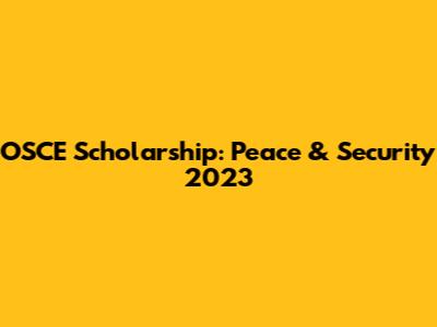 OSCE Scholarship: Peace & Security 2023