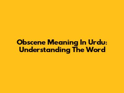 Obscene Meaning In Urdu: Understanding The Word