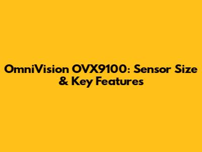 OmniVision OVX9100: Sensor Size & Key Features