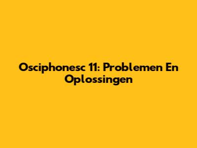Osciphonesc 11: Problemen En Oplossingen