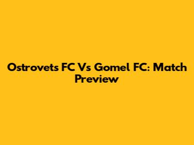 Ostrovets FC Vs Gomel FC: Match Preview