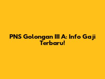 PNS Golongan III A: Info Gaji Terbaru!