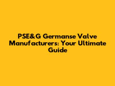 PSE&G Germanse Valve Manufacturers: Your Ultimate Guide
