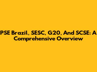 PSE Brazil, SESC, G20, And SCSE: A Comprehensive Overview