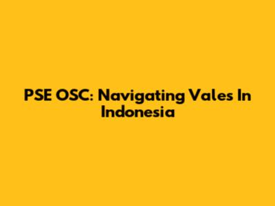 PSE OSC: Navigating Vales In Indonesia