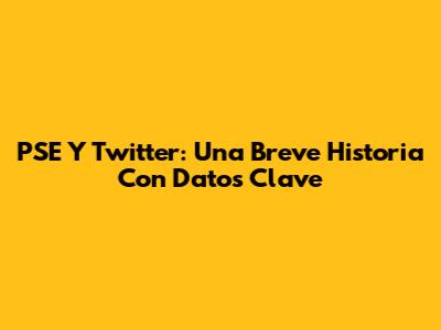 PSE Y Twitter: Una Breve Historia Con Datos Clave