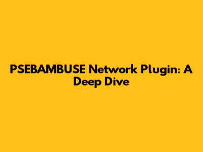 PSEBAMBUSE Network Plugin: A Deep Dive
