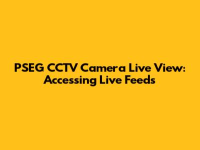 PSEG CCTV Camera Live View: Accessing Live Feeds