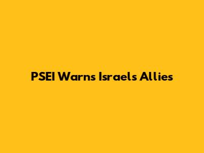 PSEI Warns Israel's Allies