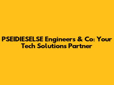 PSEIDIESELSE Engineers & Co: Your Tech Solutions Partner