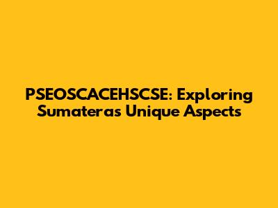 PSEOSCACEHSCSE: Exploring Sumatera's Unique Aspects