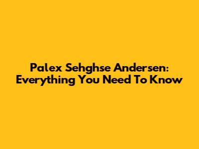 Palex Sehghse Andersen: Everything You Need To Know