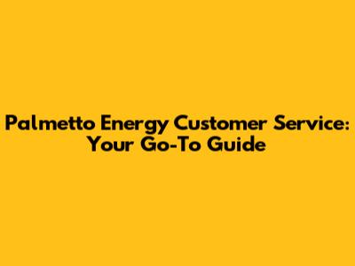 Palmetto Energy Customer Service: Your Go-To Guide