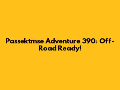 Passektmse Adventure 390: Off-Road Ready!