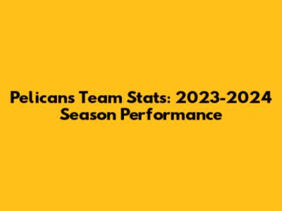 Pelicans Team Stats: 2023-2024 Season Performance