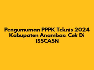 Pengumuman PPPK Teknis 2024 Kabupaten Anambas: Cek Di ISSCASN
