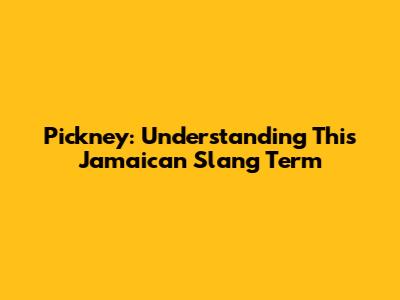 Pickney: Understanding This Jamaican Slang Term