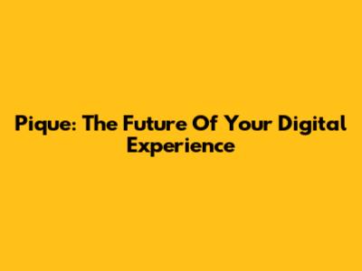 Pique: The Future Of Your Digital Experience
