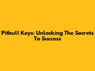 Pitbull Keys: Unlocking The Secrets To Success