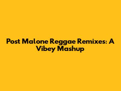 Post Malone Reggae Remixes: A Vibey Mashup