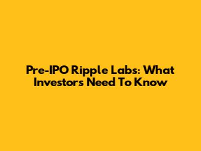Pre-IPO Ripple Labs: What Investors Need To Know