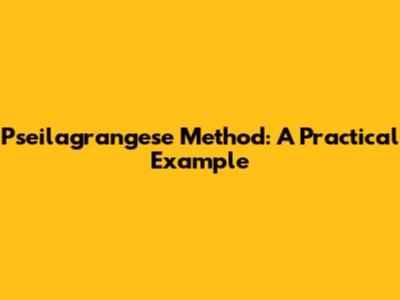Pseilagrangese Method: A Practical Example