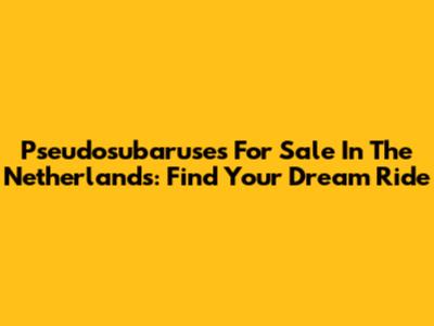 Pseudosubaruses For Sale In The Netherlands: Find Your Dream Ride