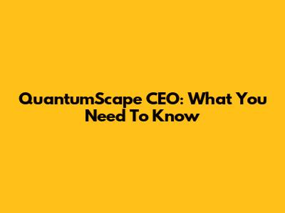 QuantumScape CEO: What You Need To Know