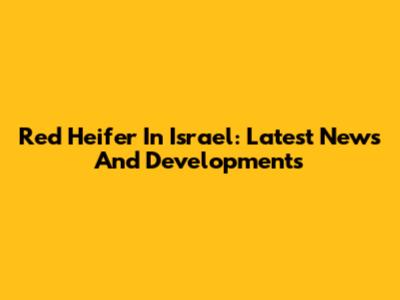 Red Heifer In Israel: Latest News And Developments